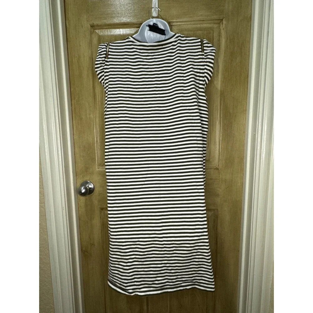 MICHAEL KORS MK BASICS COTTON STRIPE DRESS ZIPPER SLEEVE